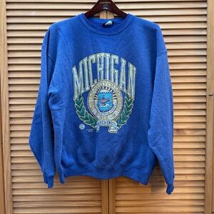 American Eagle Outfitters Blue Michigan Crewneck Sweater large